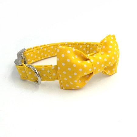 yellow  collar  with bow tie  personal custom pet pupply designer product dog &cat necklace jewelry XS-XL